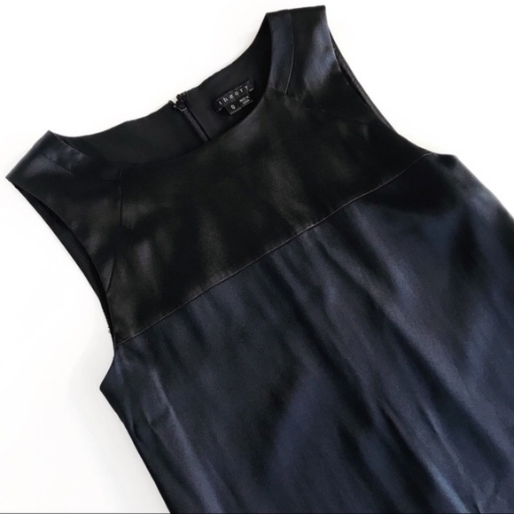 * THEORY Silk Colorblock Dress Theory Navy Ivory - Picture 2 of 4